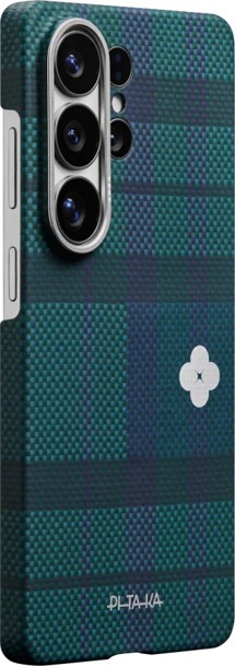 Pitaka Edge aramidový kryt s NFC tlačítky a podporou MagSafe pro Samsung Galaxy S26 Ultra tmavě modrý / zelený