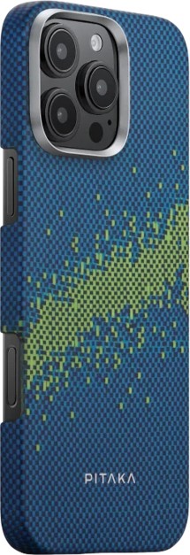 Pitaka Tactile Woven Case StarPeak fosforeskující aramidový kryt pro Apple iPhone 16 Pro modrý / zelený