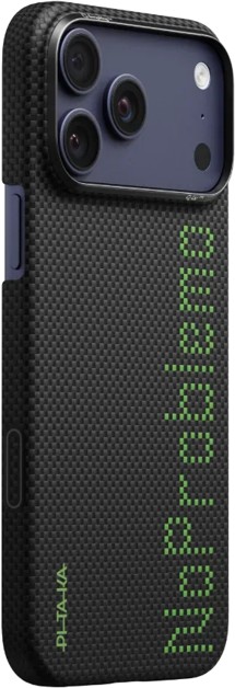 Pitaka x Aries Edge Case PitaTap fosforeskující aramidový zadní kryt pro Apple iPhone 17 Pro NoProblemo