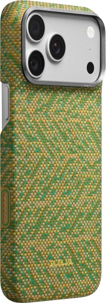 Pitaka Edge Case Wind Over Wheat aramidový zadní kryt s krytkou tlačítka Camera Control pro Apple iPhone 18 Pro Max/17 Pro Max zelený