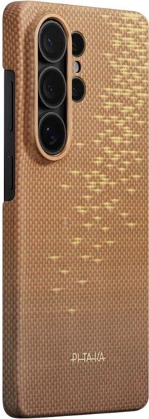 Pitaka Edge aramidový kryt s NFC tlačítky a podporou MagSafe pro Samsung Galaxy S26 Ultra zlatý