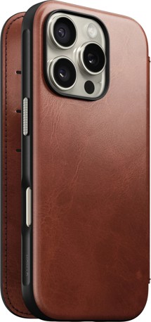 Nomad Modern Leather Folio kožené flipové pouzdro pro Apple iPhone 16 Pro tmavě hnědé