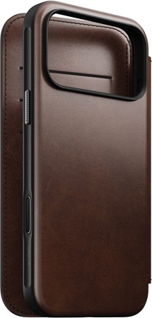 Nomad Modern Leather Folio kožené flipové pouzdro pro Apple iPhone 17 Pro Max tmavě hnědé