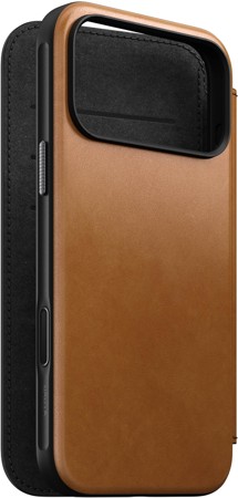 Nomad Modern Leather Folio kožené flipové pouzdro pro Apple iPhone 17 Pro Max světle hnědé