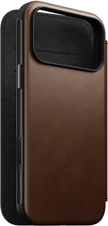 Nomad Modern Leather Folio kožené flipové pouzdro pro Apple iPhone 17 Pro Max hnědé