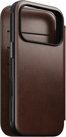 Nomad Modern Leather Folio kožené flipové pouzdro pro Apple iPhone 17 Pro tmavě hnědé