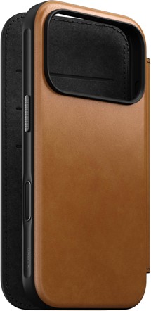 Nomad Modern Leather Folio kožené flipové pouzdro pro Apple iPhone 17 Pro světle hnědé