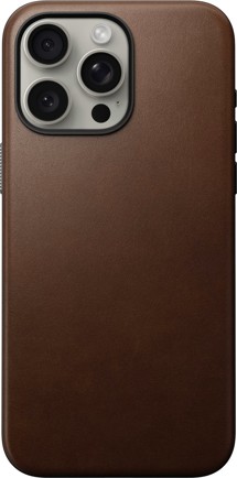 Nomad Modern Leather kožený zadní kryt pro Apple iPhone 15 Pro Max tmavě hnědý - zánovní