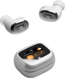 JBL Live Buds 4 bezdrátová sluchátka s dotykovým displejem a potlačením hluku stříbrná