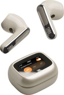 JBL Live Flex 4 bezdrátová sluchátka s dotykovým displejem a potlačením hluku béžová