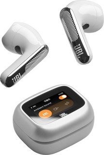 JBL Live Flex 4 bezdrátová sluchátka s dotykovým displejem a potlačením hluku stříbrná