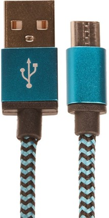 CellFish USB-A / micro USB, 1m opletený modrý kabel