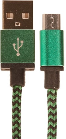 CELLFISH USB-A / micro USB 1m opletený zelený kabel