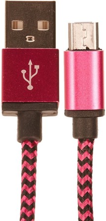 CELLFISH USB-A / micro USB 1m opletený růžový kabel
