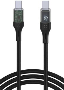 FIXED USB-C / USB-C 100W 1.2m opletený černý kabel s displejem