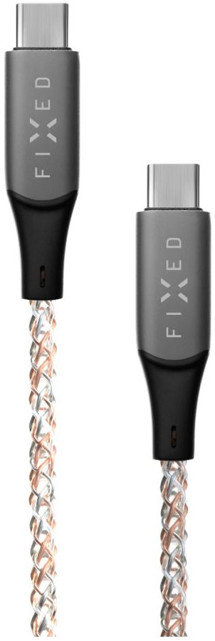 FIXED USB-C / USB-C 60W PD 1,2m  svítící nabíjecí bílý kabel