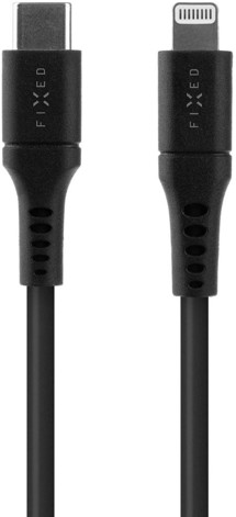 FIXED Liquid silicone USB-C / Lightning 60W 0,5m černý kabel