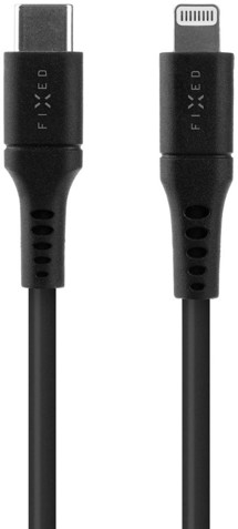 FIXED Liquid silicone USB-C / Lightning 60W 1,2m černý kabel