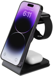 FIXED MagPowerstation ALU 3v1 15W bezdrátová nabíječka s podporou MagSafe šedá