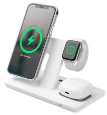 FIXED 15W MagPowerstation 3v1 bezdrátová nabíječka s podporou MagSafe bílý