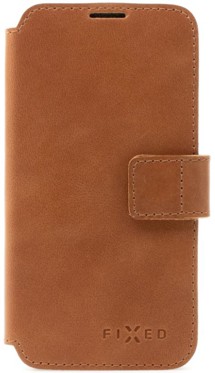 FIXED ProFit kožené flipové pouzdro pro Apple iPhone 12 / 12 Pro hnědé
