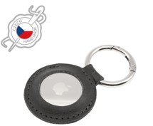 FIXED Case for AirTag pouzdro z pravé hovězí kůže s karabinou černé