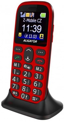 Aligator A510 Senior Red + nabíjecí stojánek