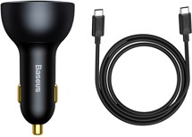 Baseus 160W nabíječka do auta s podporou QC 5.0, PD, PPS a kabelem 1m černá
