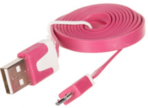 OEM USB-A / micro USB 1m plochý tmavě růžový kabel