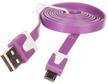 OEM USB-A / micro USB 1m plochý fialový kabel
